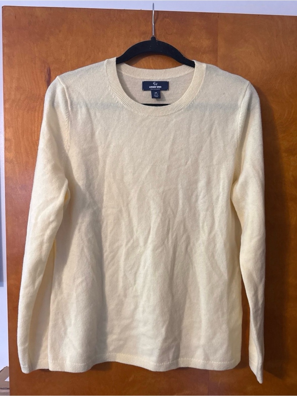 Lands' End Women's Cream Crewneck Sweater 100% Cashmere